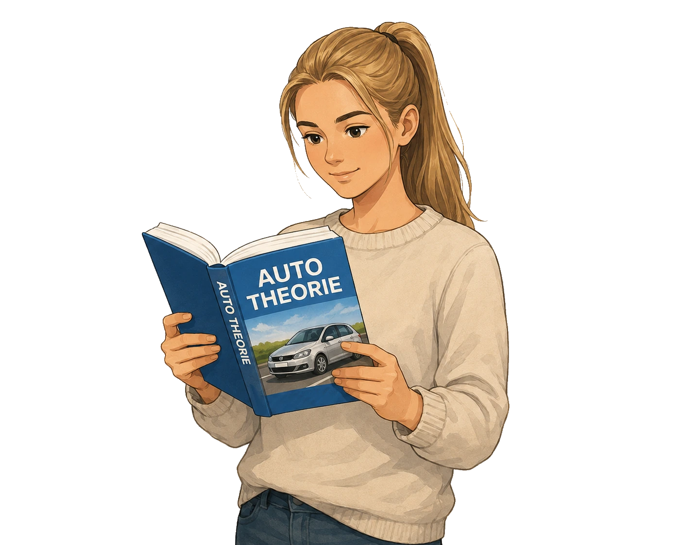 Leerling die autotheorie leert uit een theorieboek
