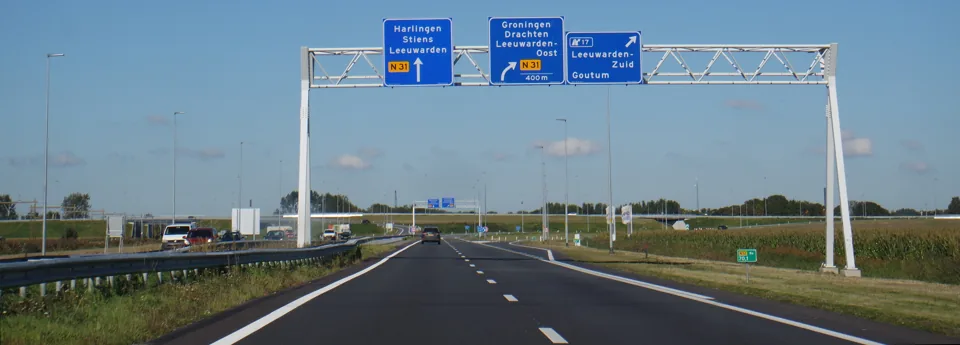 Richtingborden boven de weg als praktijkvoorbeeld voor vooruit kijken