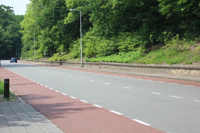 Weg met fietsstrook als uitleg voor plaats op de weg en positie kiezen