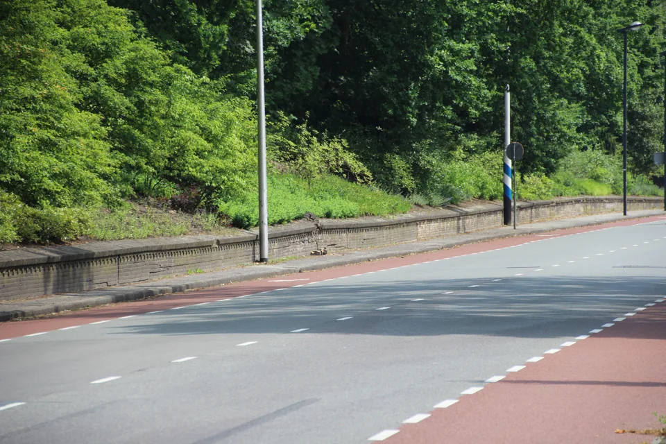 Lichte bocht met fietsstrook als praktijkvoorbeeld voor positie kiezen op de weg