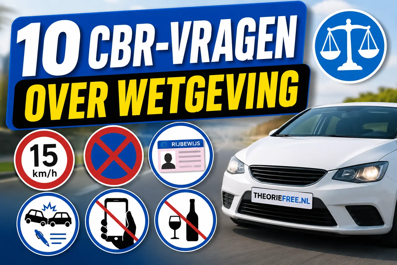 Thumbnail van de YouTube-video CBR Theorie Oefenen met 10 vragen over wetgeving